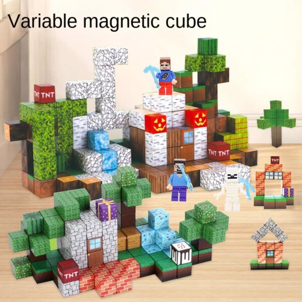 New Magnetic Blocks-Build Mine Magnet World Set for Boys Girls, Sensory Construction Toys for Toddlers Christmas Gifts - Image 2