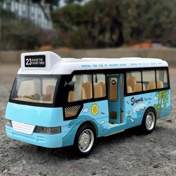 Kids Sound Light Tour School Bus Model Boy Girl Toy Die Cast Metal Little Cars Cars City Bus Friction Powered Play Toys Gift - Image 5