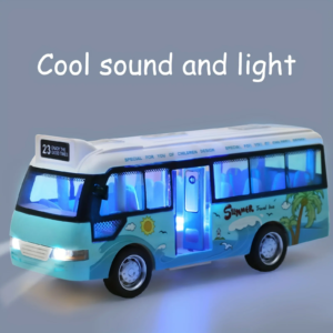 Kids Sound Light Tour School Bus Model Boy Girl Toy Die Cast Metal Little Cars Cars City Bus Friction Powered Play Toys Gift