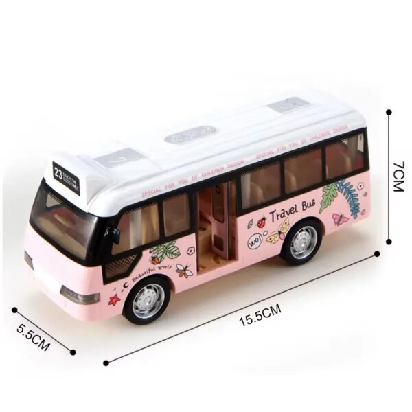 Kids Sound Light Tour School Bus Model Boy Girl Toy Die Cast Metal Little Cars Cars City Bus Friction Powered Play Toys Gift - Image 6