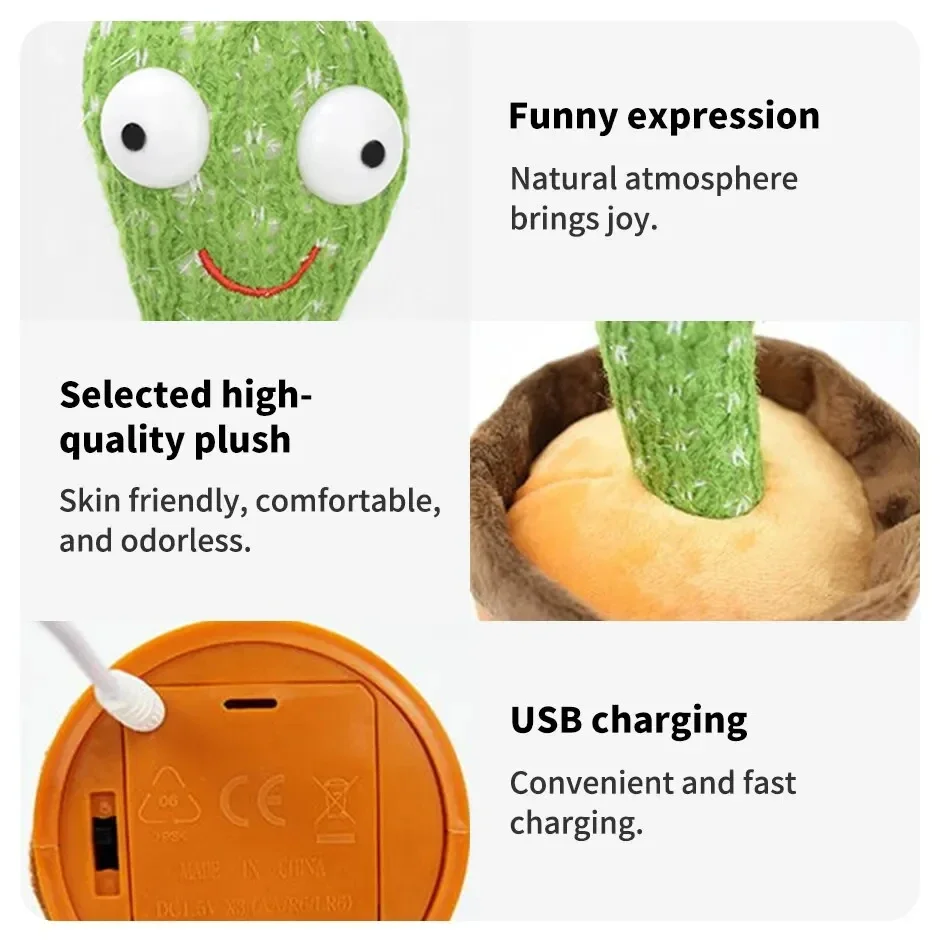 Rechargeable Dancer Cactus Glowing Dancing Electronic Plush Toys Can Sing Record Lighten for Baby Toy Education Funny Gift Rechargeable Dancer Cactus Glowing Dancing Electronic Plush Toys Can Sing Record Lighten for Baby Toy Education Funny Gift