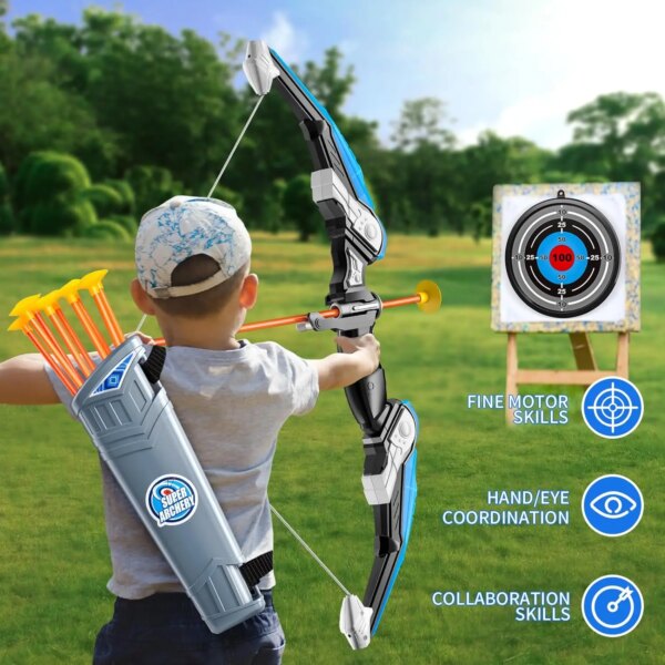 Kids Bow and Arrow Set, LED Light Up Archery Toys Set for Kids Ages 4-8 8-12, with 10 Suction Cup Arrows, Target & Quiver, Boys - Image 5