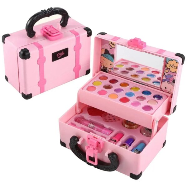 Children Makeup Cosmetics Pretend Playing Box Princess Make Up Girl Toy Play Set Lipstick Eye Shadow Safety Nontoxic Kit Toy Kid - Image 3