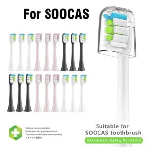 Sonic Toothbrush Vacuum DuPont Bristle For Xiaomi SOOCAS X3 X5 X3U X1 V1 V2 SOOCARE Head Replacement Heads Brush Heads Soft