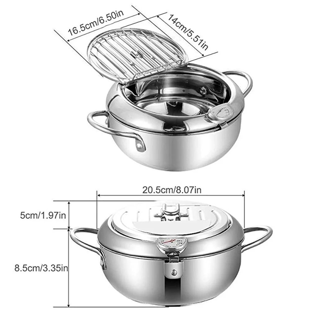 Deep Fryer French Fries 304 Stainless Steel Gas Frying Machine Potato Fryer With Oil Cooking Pot Fried Chicken With Thermometer Deep Fryer French Fries 304 Stainless Steel Gas Frying Machine Potato Fryer With Oil Cooking Pot Fried Chicken With Thermometer