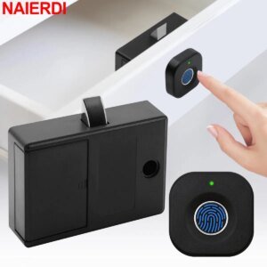 NAIERDI Fingerprint Cabinet Lock,Electronic Smart Biometric Hidden Drawer Locks,Anti-theft Keyless Safety Door Lock Home Office
