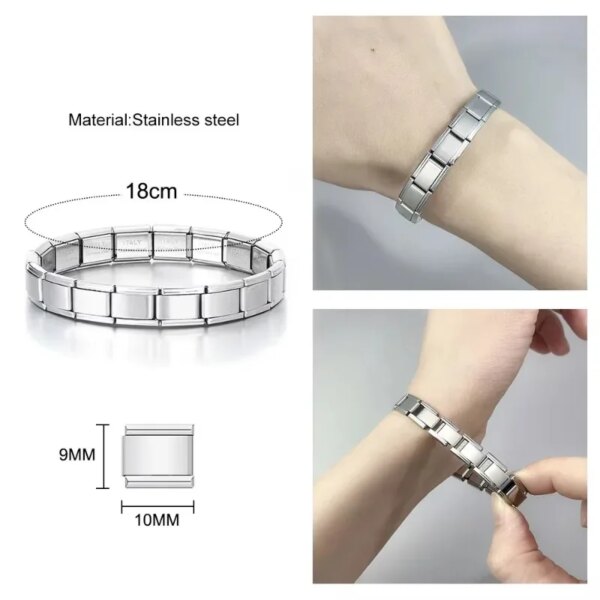 CONCEPT 2024 Hot Sales Me Fashion New Italian Charm Bracelet Stainless Steel One Article 18 Modules 9mm Bracelet  Jewelry - Image 4