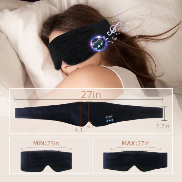 Sleeping Mask With Bluetooth Sleep Headphones Travel Cotton Eye Mask for Women Men Sleep Earphones Wireless Eyemask For Travel - Image 4