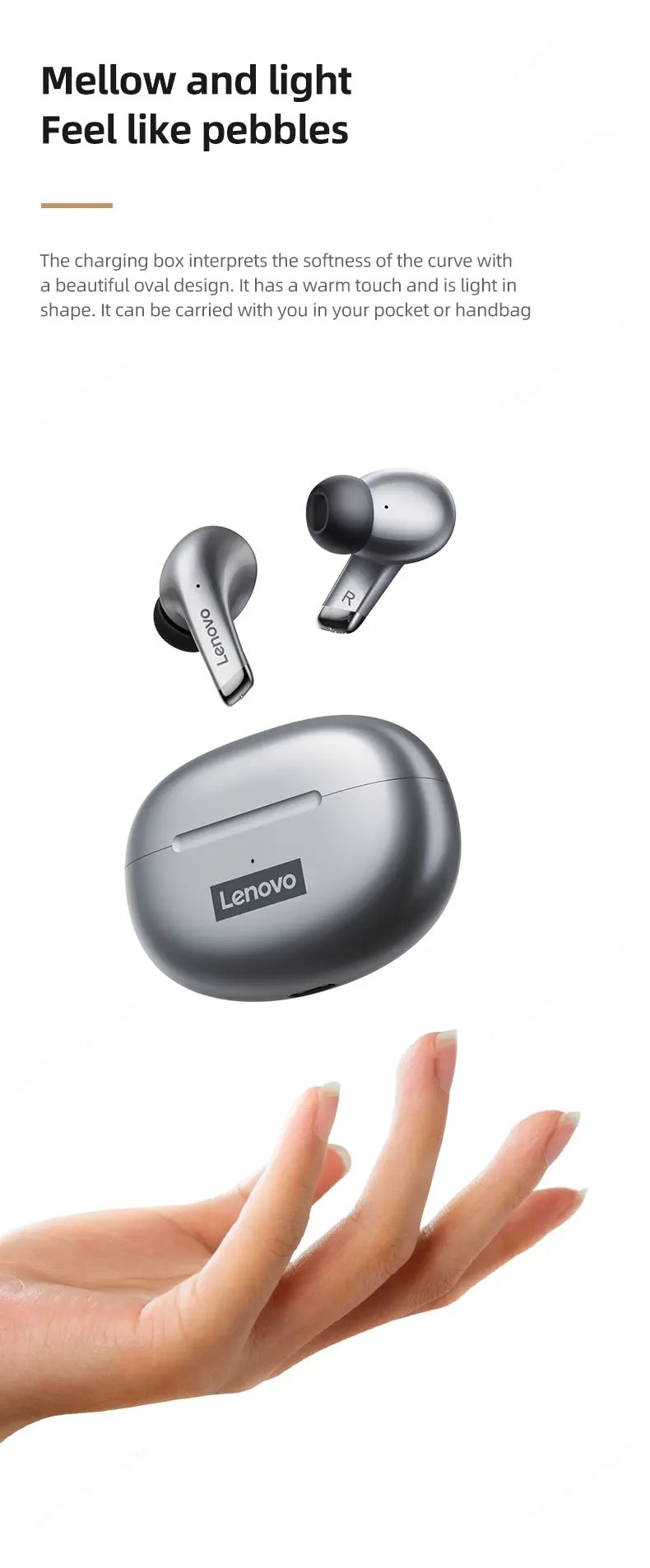 Choice Lenovo LP5 Wireless Bluetooth Earbuds HiFi Music Earphones Headphones Sports Waterproof Headset With Mic Earbuds Business