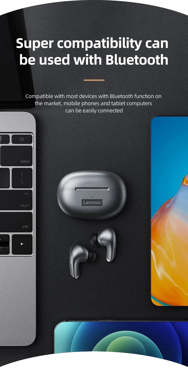 Choice Lenovo LP5 Wireless Bluetooth Earbuds HiFi Music Earphones Headphones Sports Waterproof Headset With Mic Earbuds Business