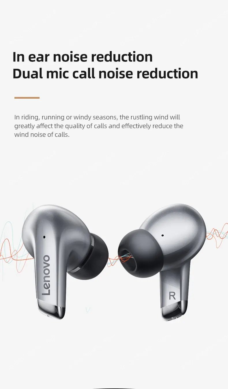 Choice Lenovo LP5 Wireless Bluetooth Earbuds HiFi Music Earphones Headphones Sports Waterproof Headset With Mic Earbuds Business