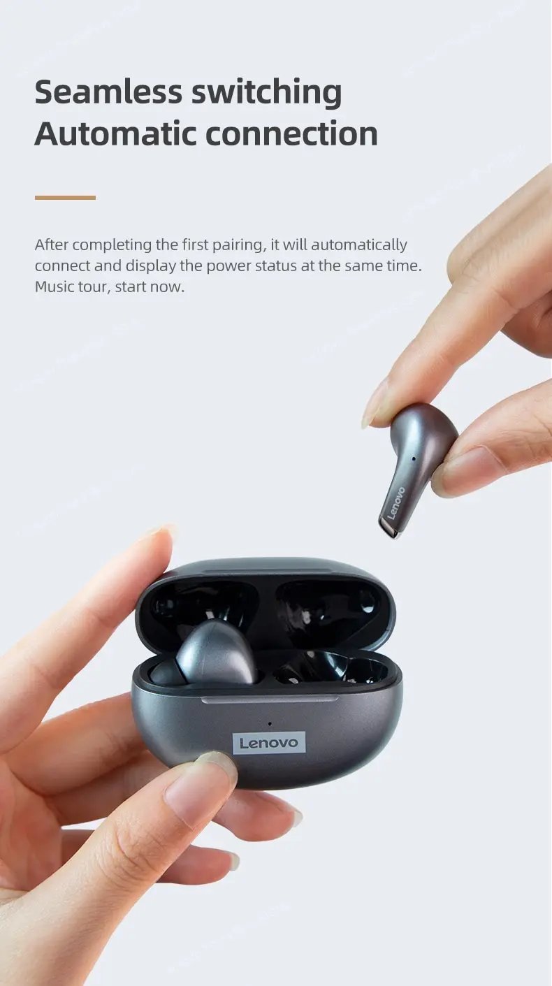 Choice Lenovo LP5 Wireless Bluetooth Earbuds HiFi Music Earphones Headphones Sports Waterproof Headset With Mic Earbuds Business