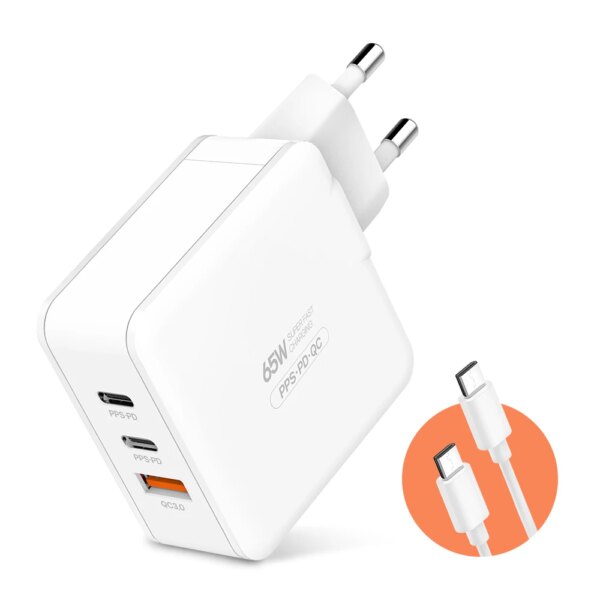 ESS 65W 3 port super fast charger + CtoC cable set (fast charging/ACC/laptop/mobile phone/smart phone charging) - Image 3