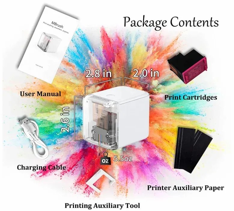 Kongten MBrush Label Printer Mobile Color Mini Handheld Printer Inkjet Wifi Usb Logo Wireless Portable Inkjet Printer