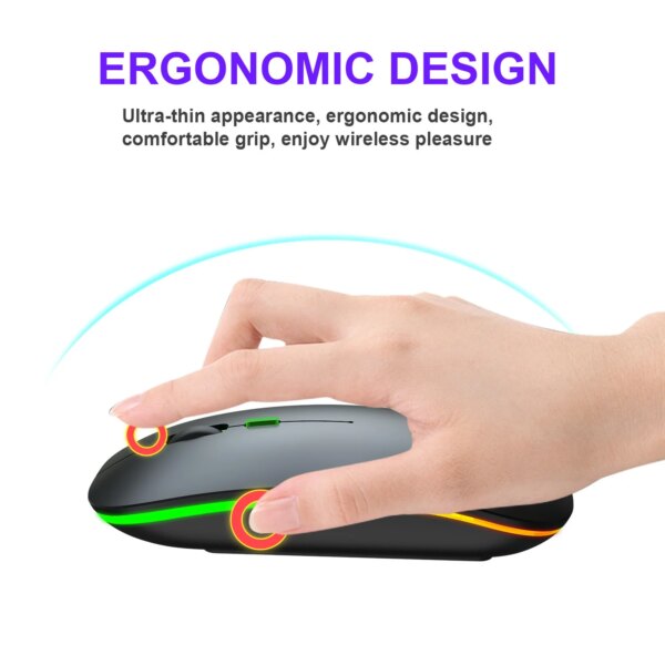 Wireless Mouse RGB Rechargeable Bluetooth Mice Wireless Computer Mause LED Backlit Ergonomic Gaming Mouse for Laptop PC - Image 2