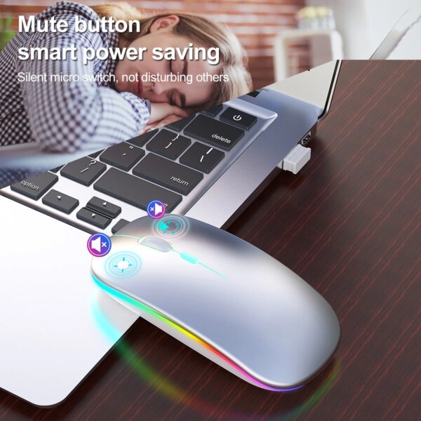 Wireless Mouse RGB Rechargeable Bluetooth Mice Wireless Computer Mause LED Backlit Ergonomic Gaming Mouse for Laptop PC - Image 6