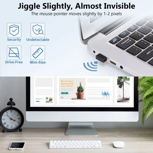 Wireless Mouse Jigglers Mover Undetectable Automatic USB Port Shaker Wiggler for Laptop Keeps Computer Awake Mouse Movement - Image 6