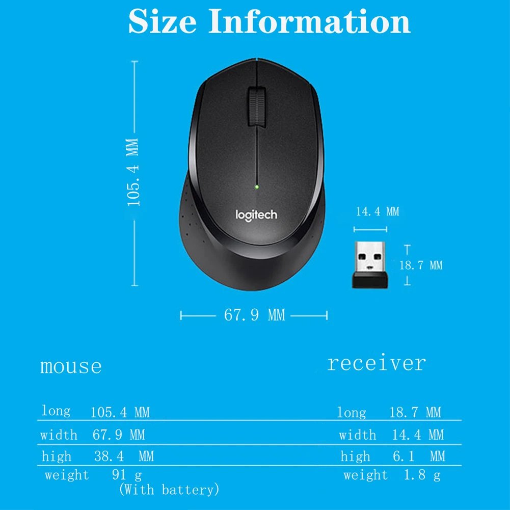 New Original Logitech M330 Mouse 2.4G 1000DPI Wireless Mouse Silent Office Computer Mice with USB Nano Receiver Use AA Batteries