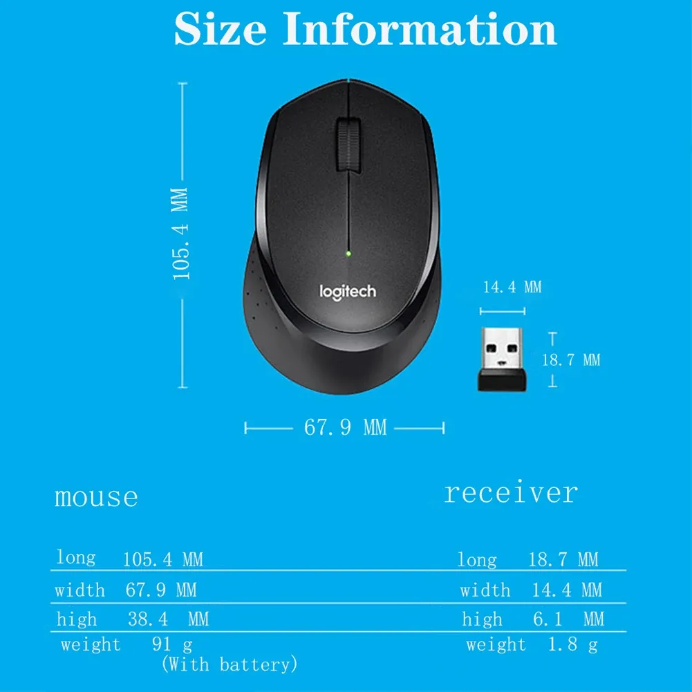New Original Logitech M330 Mouse 2.4G 1000DPI Wireless Mouse Silent Office Computer Mice with USB Nano Receiver Use AA Batteries - Image 6