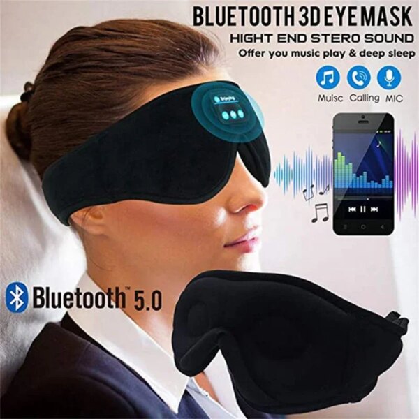 Sleeping Headphones Eye Mask for Sleeping 3D Contoured Cup Blindfold Concave Molded Night Sleep Mask dropshipping suppliers - Image 4