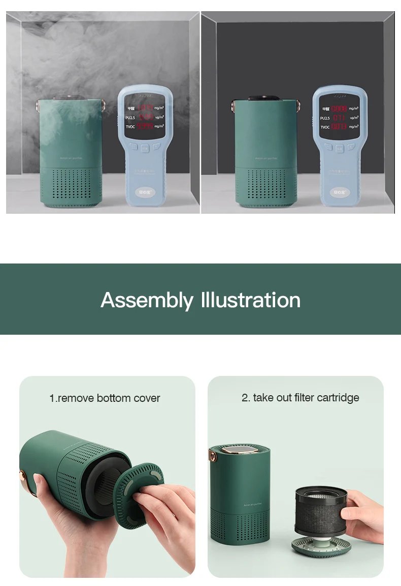 Portable Air Purifier Ionizer Negative Ion Generator Hepa Filter Car Air Freshener Home Appliance Purificador De Aire