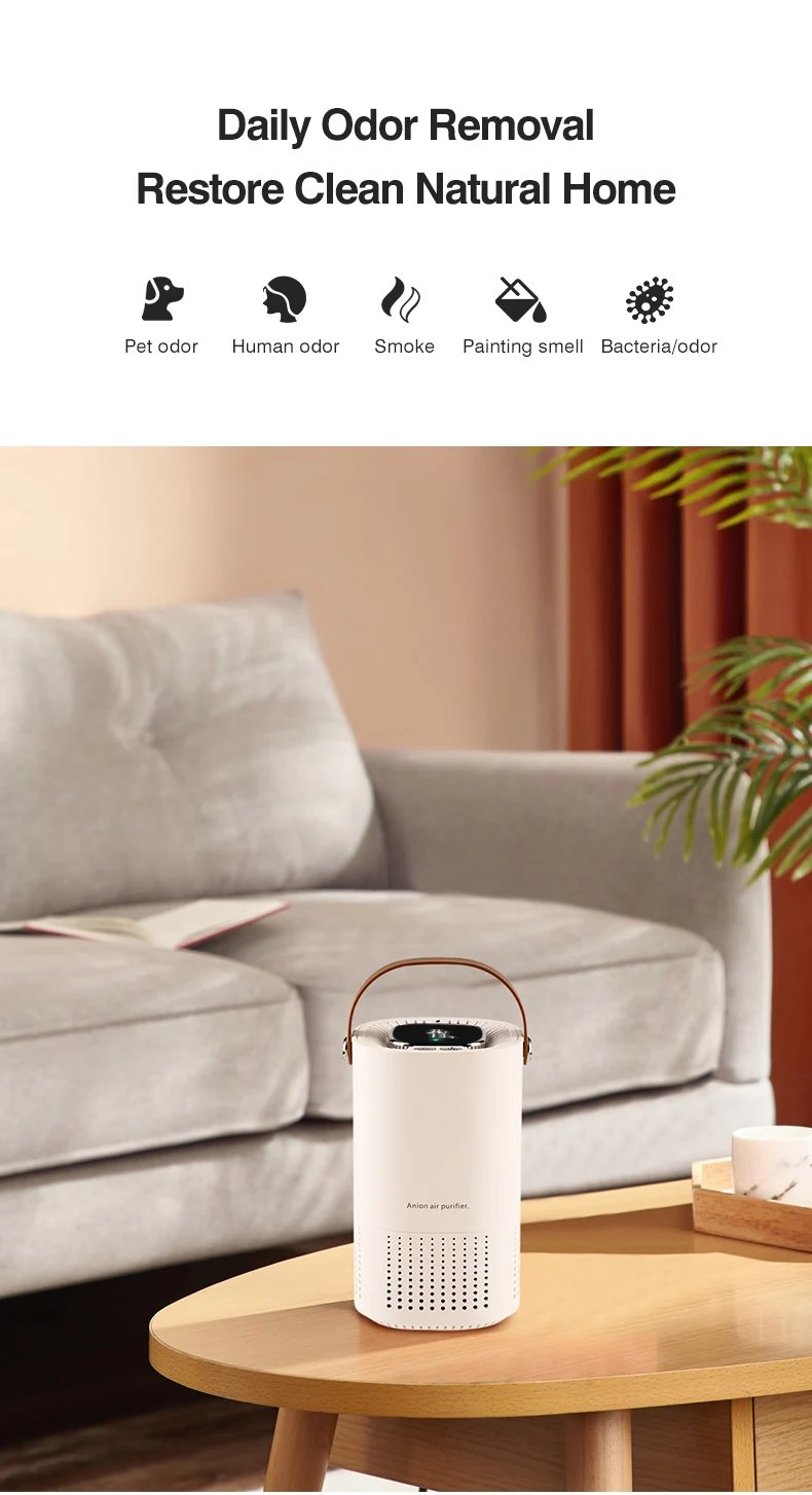 Portable Air Purifier Ionizer Negative Ion Generator Hepa Filter Car Air Freshener Home Appliance Purificador De Aire