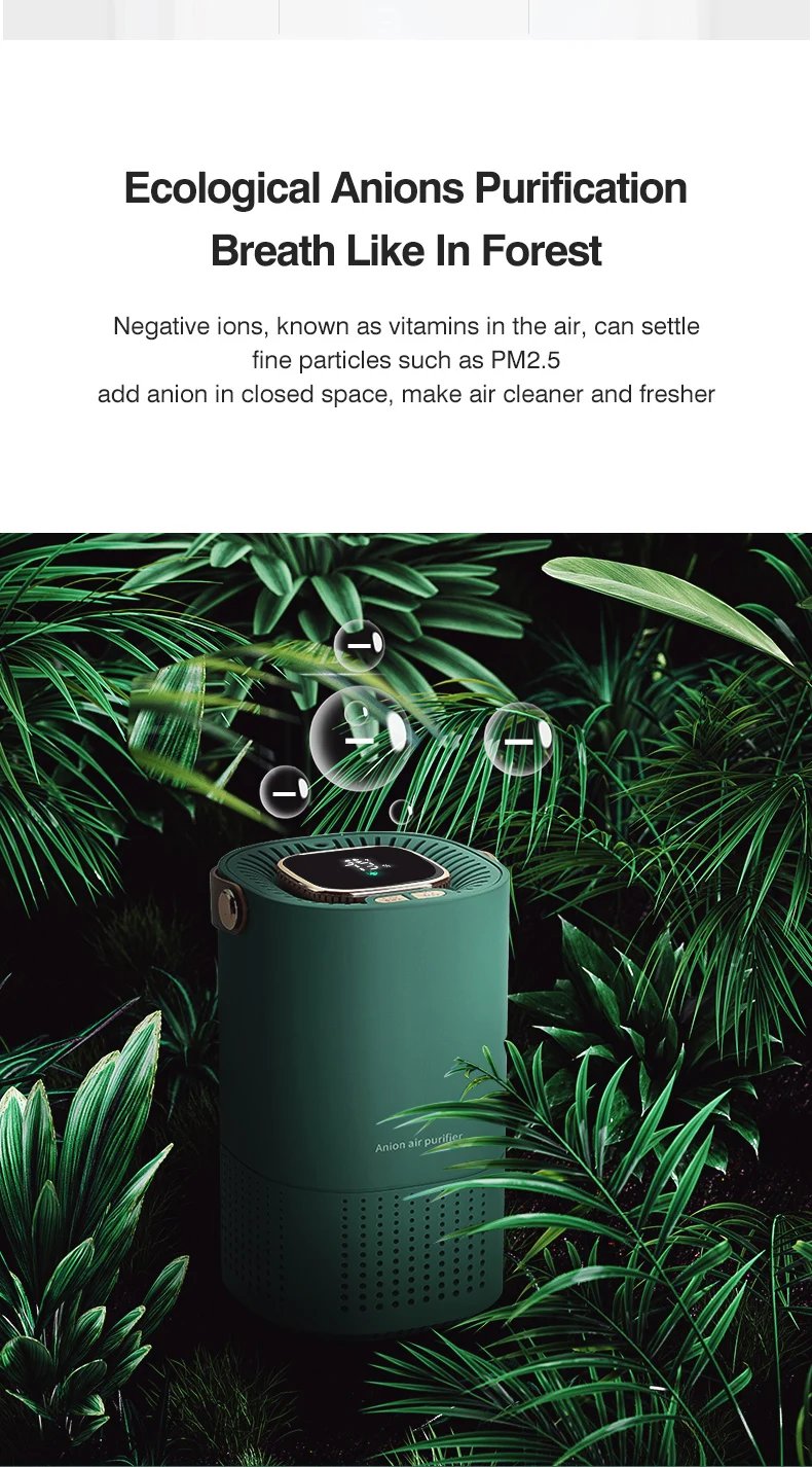 Portable Air Purifier Ionizer Negative Ion Generator Hepa Filter Car Air Freshener Home Appliance Purificador De Aire