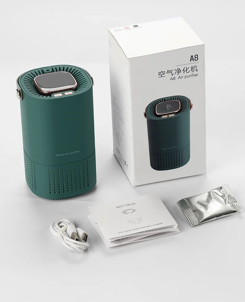 Portable Air Purifier Ionizer Negative Ion Generator Hepa Filter Car Air Freshener Home Appliance Purificador De Aire