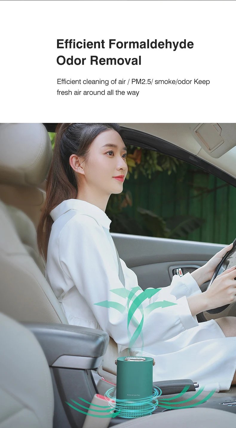 Portable Air Purifier Ionizer Negative Ion Generator Hepa Filter Car Air Freshener Home Appliance Purificador De Aire