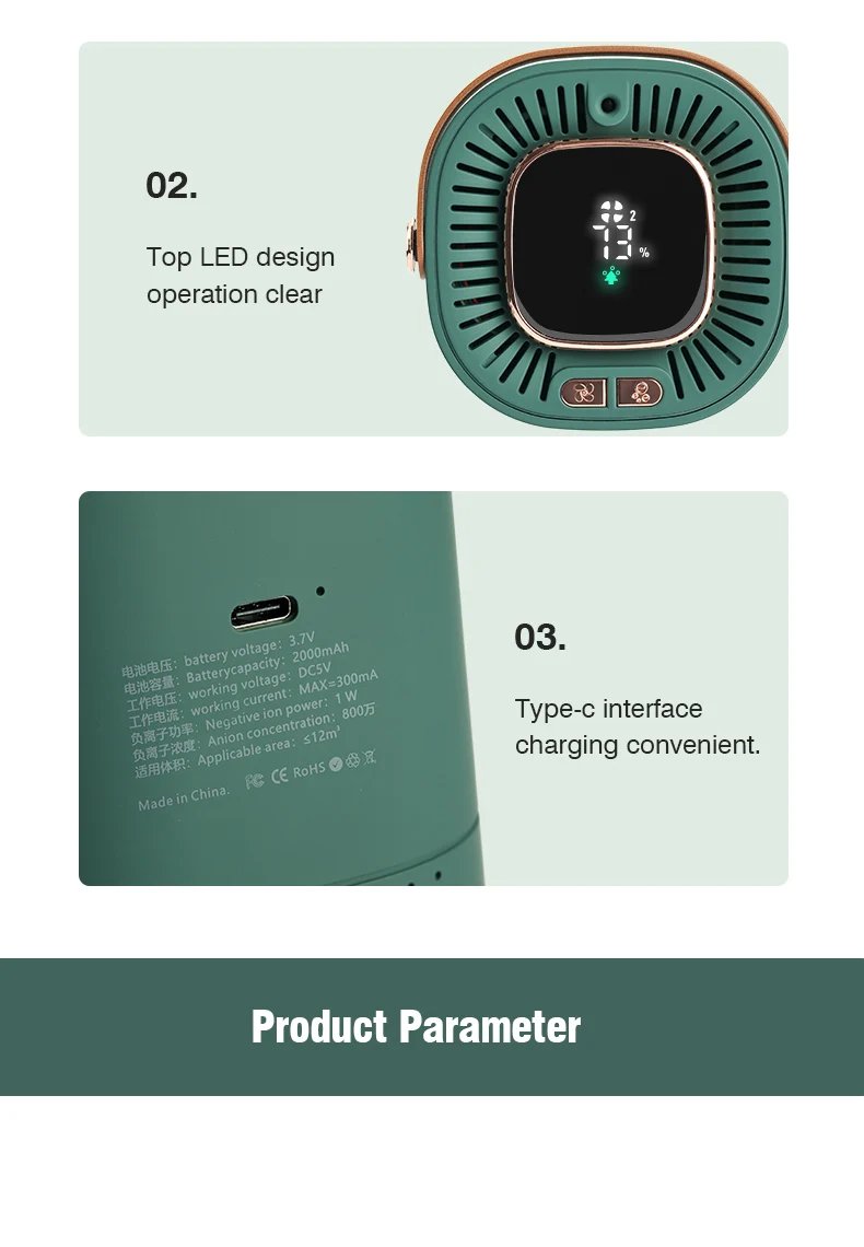 Portable Air Purifier Ionizer Negative Ion Generator Hepa Filter Car Air Freshener Home Appliance Purificador De Aire