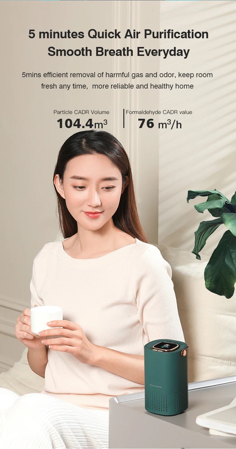 Portable Air Purifier Ionizer Negative Ion Generator Hepa Filter Car Air Freshener Home Appliance Purificador De Aire