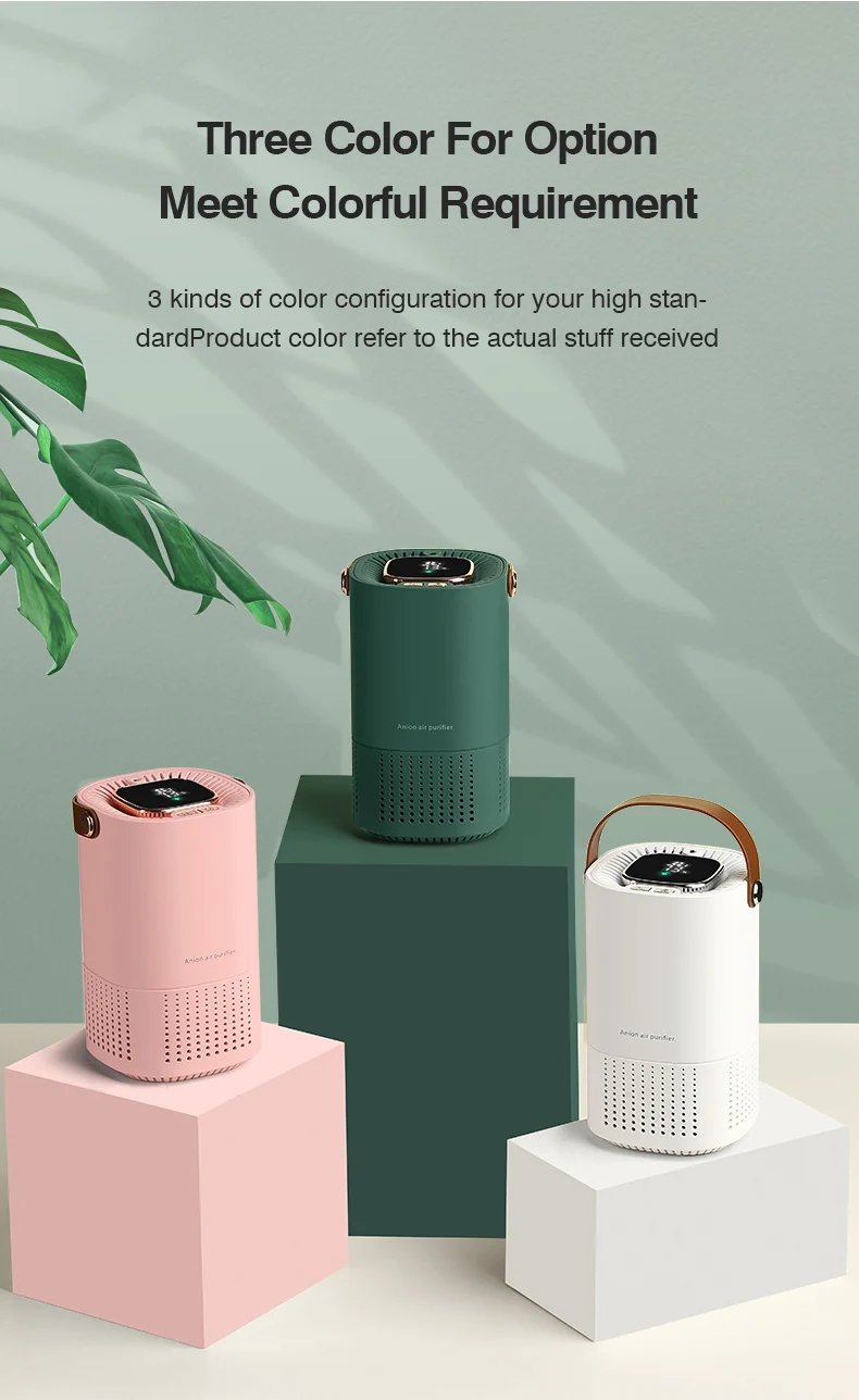 Portable Air Purifier Ionizer Negative Ion Generator Hepa Filter Car Air Freshener Home Appliance Purificador De Aire