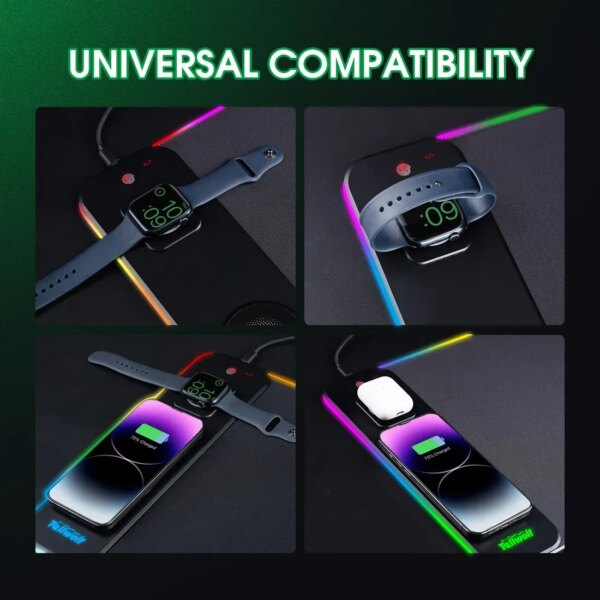 3-in-1 Magnetic Wireless Charging Mouse Pad Oversized Customized Office Desk Pad Wireless Charging Luminous Mouse Pad - Image 3