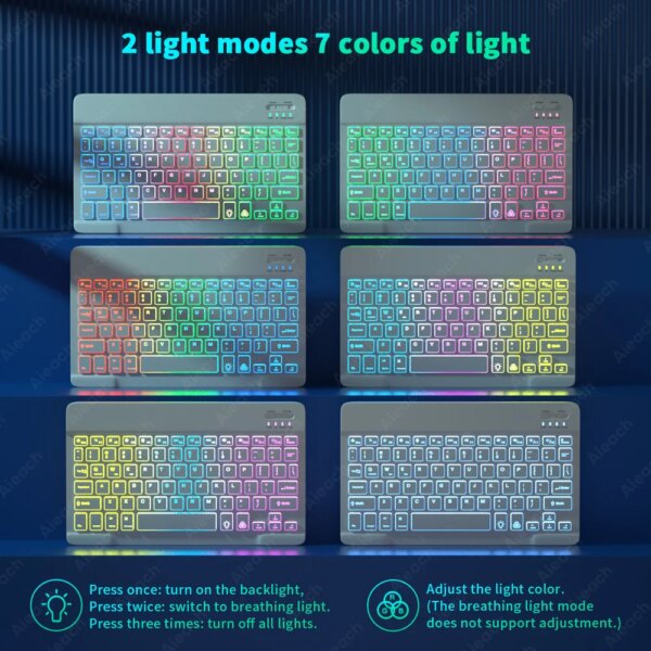 Keyboard For Tablet Android iOS Windows Wireless Mouse Keyboard Bluetooth-compatible Rainbow Backlit Keyboard For iPad Phone - Image 3