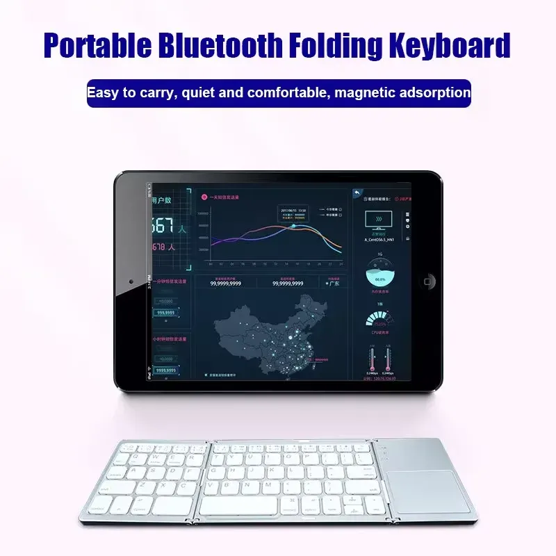 Folding Bluetooth Keyboard With Touchpad For IOS Android Windows Office Mini Wireless Keyboard Storage Three Systems Universal - Image 5