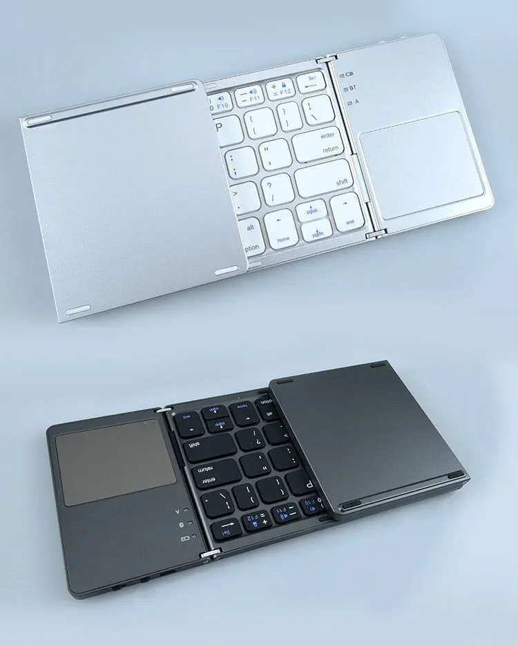 Folding Bluetooth Keyboard With Touchpad For IOS Android Windows Office Mini Wireless Keyboard Storage Three Systems Universal