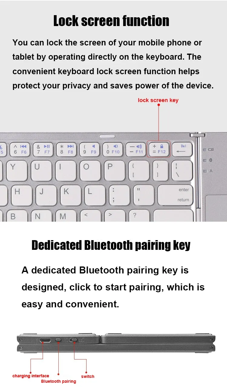 Folding Bluetooth Keyboard With Touchpad For IOS Android Windows Office Mini Wireless Keyboard Storage Three Systems Universal