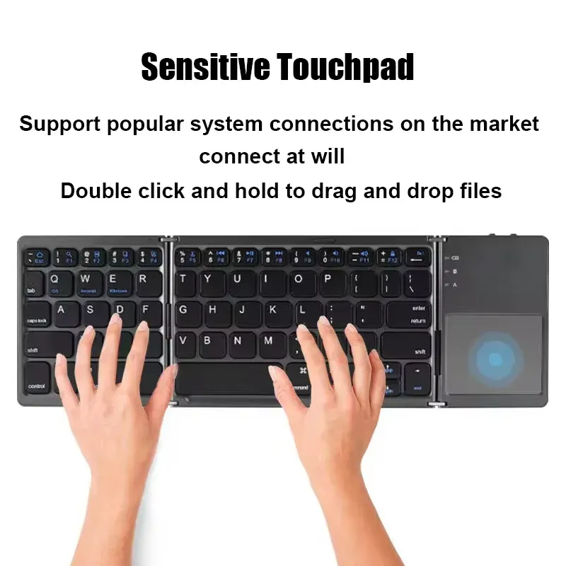 Folding Bluetooth Keyboard With Touchpad For IOS Android Windows Office Mini Wireless Keyboard Storage Three Systems Universal - Image 6