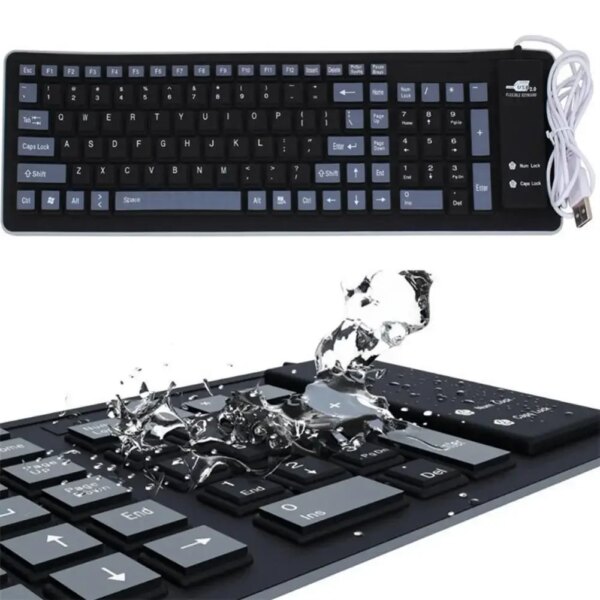 Portable Silent Foldable Silicone Keyboard Usb Flexible Soft Waterproof Roll Up Keyboard For Pc Laptop - Image 2