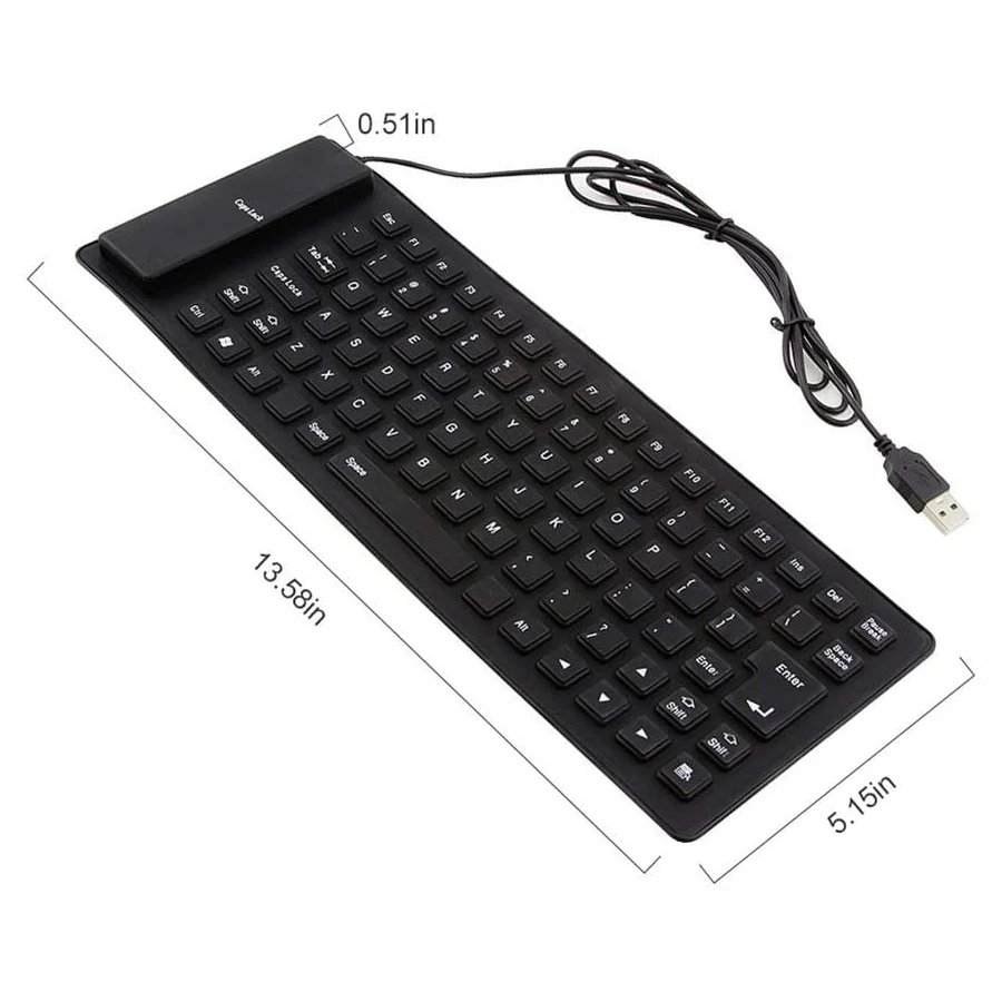Foldable Silicone Keyboard, USB Wired 85 Keys Waterproof Rollup Silent Typing Soft Touch Keyboard for PC Notebook Laptop