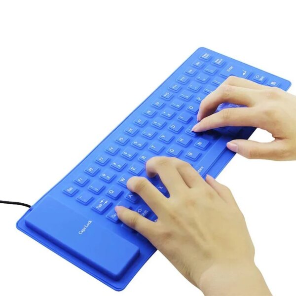 Foldable Silicone Keyboard, USB Wired 85 Keys Waterproof Rollup Silent Typing Soft Touch Keyboard for PC Notebook Laptop - Image 5