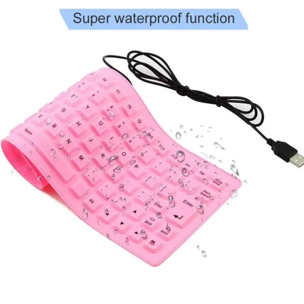 Foldable Silicone Keyboard, USB Wired 85 Keys Waterproof Rollup Silent Typing Soft Touch Keyboard for PC Notebook Laptop - Image 4