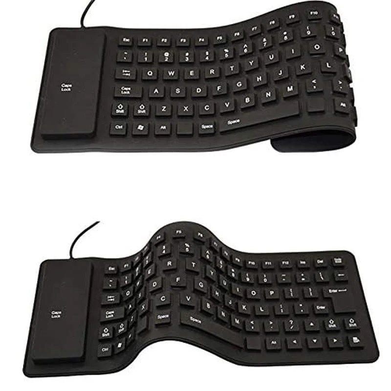 Foldable Silicone Keyboard, USB Wired 85 Keys Waterproof Rollup Silent Typing Soft Touch Keyboard for PC Notebook Laptop