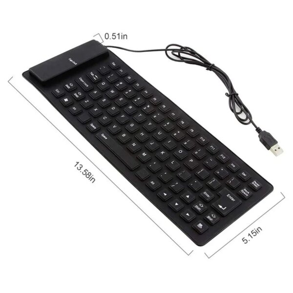 Foldable Silicone Keyboard, USB Wired 85 Keys Waterproof Rollup Silent Typing Soft Touch Keyboard for PC Notebook Laptop - Image 3