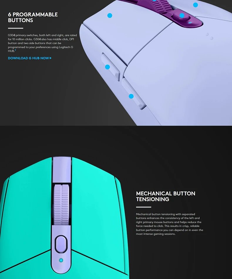 Logitech G304 Lightspeed Wireless Gaming Mouse 6 Programmable Buttons 12000DPI Battery Usb Stock RGB Wireless Mouse