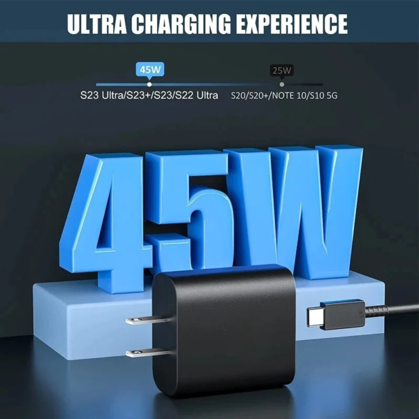 45W PD USB-C Fast Charger for Samsung S20 S21 FE S22 S23 S24 Note 20 A14 A15 A25 A53 A54 Dual Type C Super Quick Charge 5A Cable - Image 2