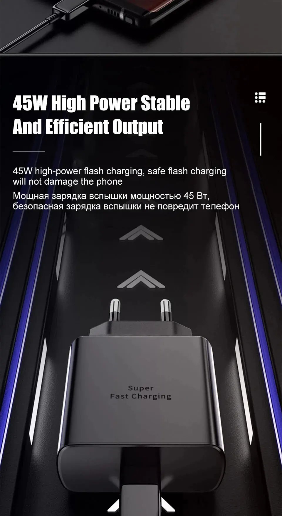 45W PD USB-C Fast Charger for Samsung S20 S21 FE S22 S23 S24 Note 20 A14 A15 A25 A53 A54 Dual Type C Super Quick Charge 5A Cable