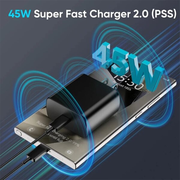 45W PD USB-C Fast Charger for Samsung S20 S21 FE S22 S23 S24 Note 20 A14 A15 A25 A53 A54 Dual Type C Super Quick Charge 5A Cable - Image 5