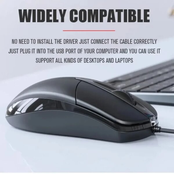 USB Optical Wired Mouse Laptop Home Office Mouse Anti Slip Roller 3D 1200DPI Game Mause Computer Accessories For PC Desktop - Image 3