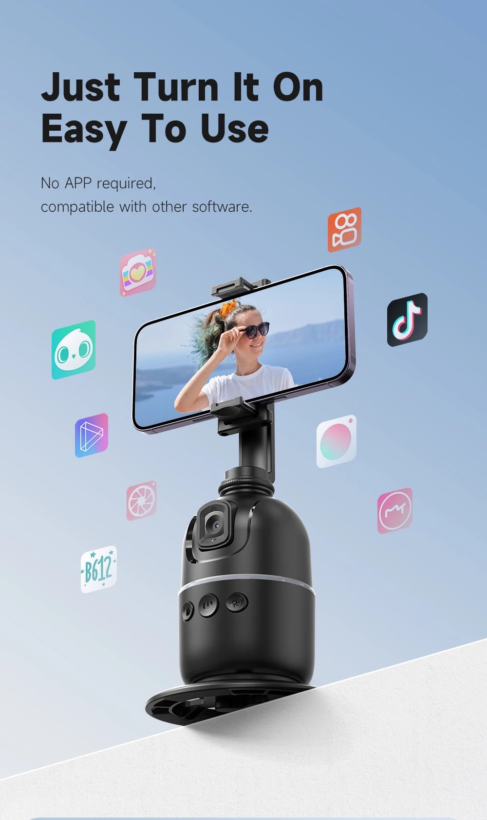 AI P03 Smart Gimbal 360° Auto Face Tracking Gimbal All-in-one Rotation For Smartphone video Vlog Stabilizer Tripod Phone Holder AI P03 Smart Gimbal 360° Auto Face Tracking Gimbal All-in-one Rotation For Smartphone video Vlog Stabilizer Tripod Phone Holder